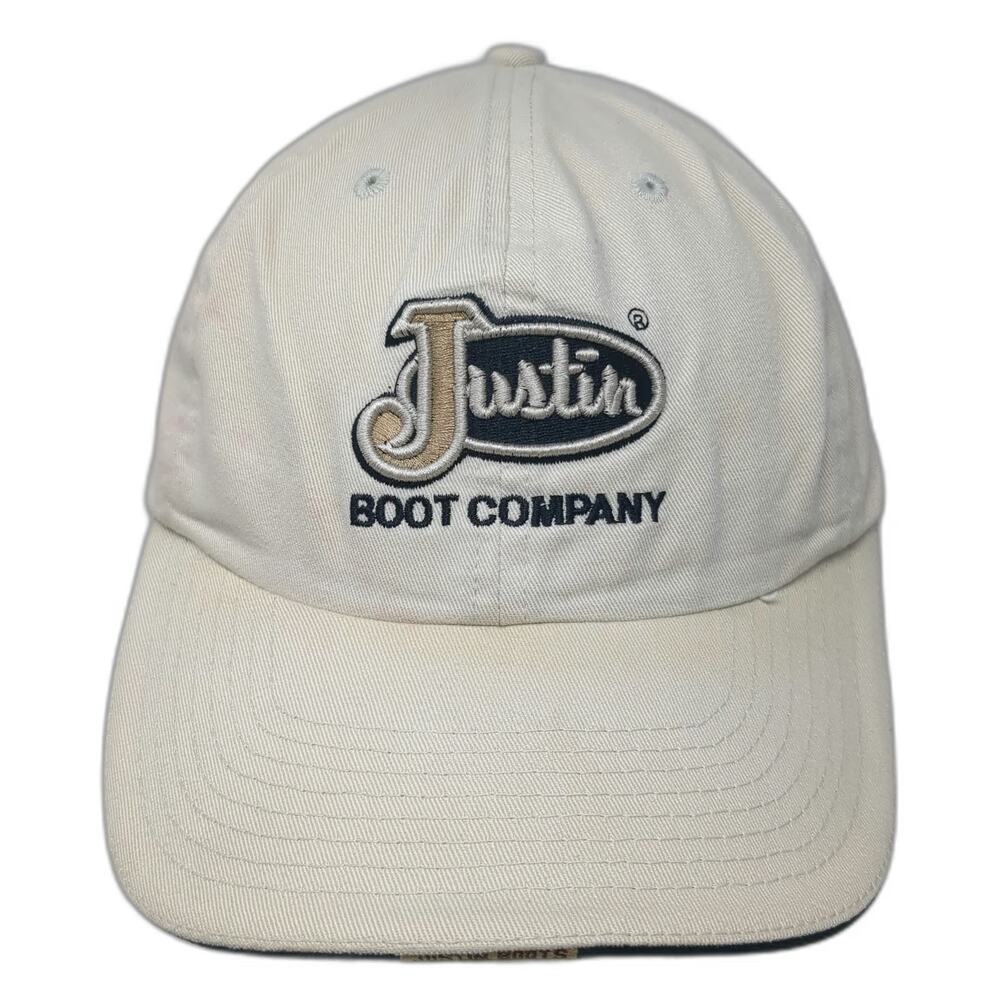 Justin Boots Baseball Cap Beige One Size Slideback Cotton Logo Hat Curved Brim